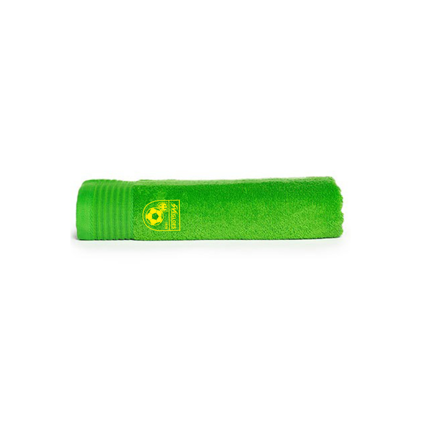 Duschtuch grün mit gelbem Stick