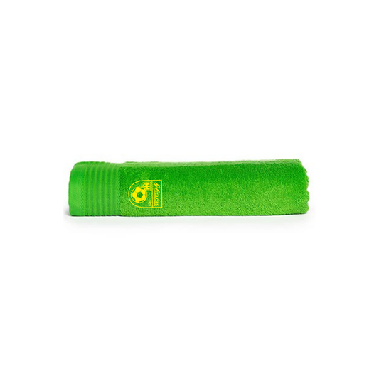 Duschtuch grün mit gelbem Stick